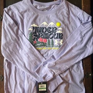 Under Armour kids YL Lavender Graphic Long Sleeve; NWT